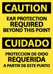 NMC - "Caution - Ear Protection Required Beyond This Point", 14" Long x 10" Wide, Pressure-Sensitive Vinyl Safety Sign - Rectangle, 0.004" Thick, Use for Accident Prevention - Americas Industrial Supply