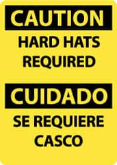 NMC - "Caution - Hard Hats Required", 14" Long x 10" Wide, Aluminum Safety Sign - Rectangle, 0.04" Thick, Use for Accident Prevention - Americas Industrial Supply