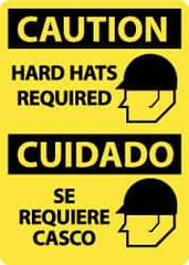 NMC - "Caution - Hard Hats Required", 14" Long x 10" Wide, Rigid Plastic Safety Sign - Rectangle, 0.05" Thick, Use for Accident Prevention - Americas Industrial Supply