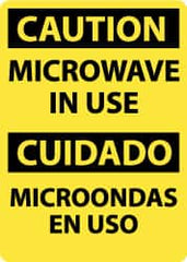 NMC - "Caution - Microwave in Use", 14" Long x 10" Wide, Aluminum Safety Sign - Rectangle, 0.04" Thick, Use for Accident Prevention - Americas Industrial Supply