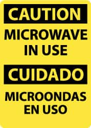 NMC - "Caution - Microwave in Use", 14" Long x 10" Wide, Rigid Plastic Safety Sign - Rectangle, 0.05" Thick, Use for Accident Prevention - Americas Industrial Supply