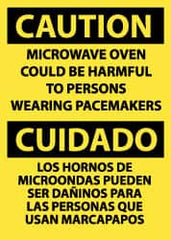 NMC - "Caution - Microwave Oven Could Be Harmful to Persons Wearing Pacemakers", 14" Long x 10" Wide, Aluminum Safety Sign - Rectangle, 0.04" Thick, Use for Accident Prevention - Americas Industrial Supply