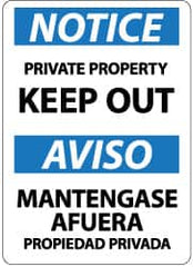 NMC - "Notice - Private Property - Keep Out", 14" Long x 10" Wide, Pressure-Sensitive Vinyl Safety Sign - Rectangle, 0.004" Thick, Use for Security & Admittance - Americas Industrial Supply