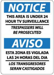 NMC - "Notice - This Area Is under 24 Hour TV Surveillance - Trespassers Will Be Prosecuted", 14" Long x 10" Wide, Aluminum Safety Sign - Rectangle, 0.04" Thick, Use for Security & Admittance - Americas Industrial Supply