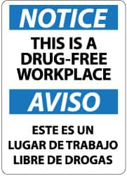 NMC - "Notice - This Is a Drug-Free Workplace", 14" Long x 10" Wide, Rigid Plastic Safety Sign - Rectangle, 0.05" Thick, Use for Security & Admittance - Americas Industrial Supply