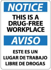 NMC - "Notice - This Is a Drug-Free Workplace", 14" Long x 10" Wide, Aluminum Safety Sign - Rectangle, 0.04" Thick, Use for Security & Admittance - Americas Industrial Supply