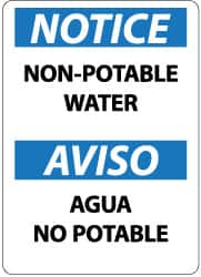 NMC - "Notice - Non-Potable Water", 14" Long x 10" Wide, Rigid Plastic Safety Sign - Rectangle, 0.05" Thick, Use for Accident Prevention - Americas Industrial Supply