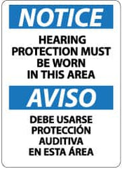 NMC - "Notice - Hearing Protection Must Be Worn in This Area", 14" Long x 10" Wide, Rigid Plastic Safety Sign - Rectangle, 0.05" Thick, Use for Accident Prevention - Americas Industrial Supply