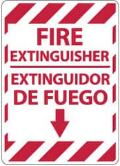 NMC - Fire Extinguisher, Pressure Sensitive Vinyl Fire Sign - 14" Wide x 10" High, English/Spanish - Americas Industrial Supply