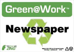 NMC - "Green @ Work - Newspaper", 7" Long x 10" Wide, Rigid Plastic Safety Sign - Rectangle, 0.01" Thick, Use for Restroom, Janitorial & Housekeeping - Americas Industrial Supply