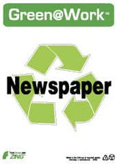 NMC - "Green @ Work - Newspaper", 14" Long x 10" Wide, Rigid Plastic Safety Sign - Rectangle, 0.01" Thick, Use for Restroom, Janitorial & Housekeeping - Americas Industrial Supply