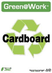 NMC - "Green @ Work - Cardboard", 14" Long x 10" Wide, Rigid Plastic Safety Sign - Rectangle, 0.01" Thick, Use for Restroom, Janitorial & Housekeeping - Americas Industrial Supply