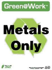 NMC - "Green @ Work - Metals Only", 14" Long x 10" Wide, Rigid Plastic Safety Sign - Rectangle, 0.01" Thick, Use for Restroom, Janitorial & Housekeeping - Americas Industrial Supply