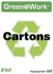 NMC - "Green @ Work - Cartons", 14" Long x 10" Wide, Rigid Plastic Safety Sign - Rectangle, 0.01" Thick, Use for Restroom, Janitorial & Housekeeping - Americas Industrial Supply