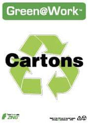 NMC - "Green @ Work - Cartons", 14" Long x 10" Wide, Rigid Plastic Safety Sign - Rectangle, 0.01" Thick, Use for Restroom, Janitorial & Housekeeping - Americas Industrial Supply