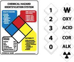 NMC - "Chemical Hazard Identification System", 14" Long x 10" Wide, Pressure-Sensitive Vinyl Safety Sign - Rectangle, 0.004" Thick, Use for Hazardous Materials - Americas Industrial Supply