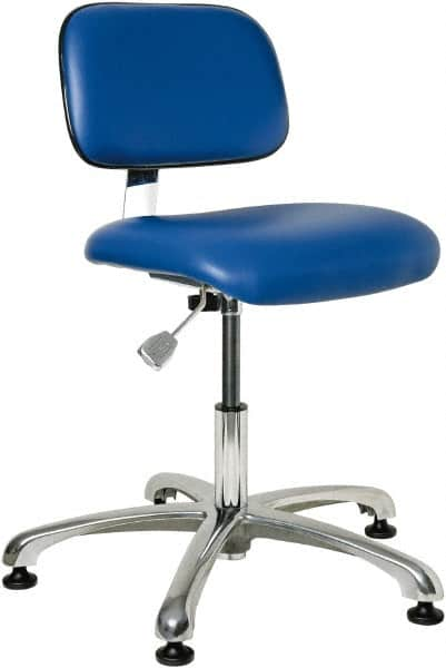 Bevco - 17 to 22" High Adjustable Height Swivel Stool - 25" Wide x 25" Deep, Vinyl Seat, Blue - Americas Industrial Supply