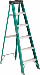 Louisville - 5 Steps, 6' High, Type II Rating, Fiberglass Step Ladder - Americas Industrial Supply