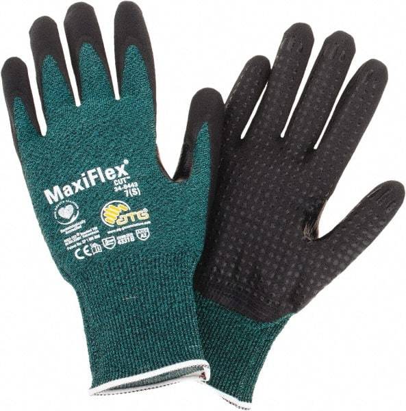 PIP - Size S, ANSI Cut Lvl A2, Cut Resistant Gloves - Palm & Fingers Coated, Green/Black - Americas Industrial Supply