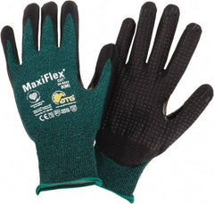 PIP - Size M, ANSI Cut Lvl A2, Cut Resistant Gloves - Palm & Fingers Coated, Green/Black - Americas Industrial Supply