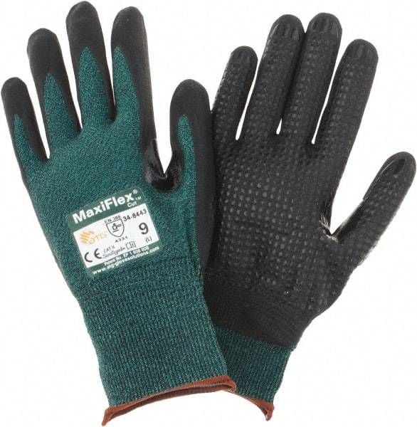 PIP - Size L, ANSI Cut Lvl A2, Cut Resistant Gloves - Palm & Fingers Coated, Green/Black - Americas Industrial Supply
