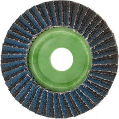 Norton - 40 Grit, 4-1/2" Disc Diam, 7/8" Center Hole, Type 27 Ceramic Alumina Flap Disc - 13,300 Max RPM, Polyester Backing, Arbor Attaching System, Coated - Americas Industrial Supply