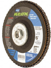 Norton - 60 Grit, 6" Disc Diam, 5/8-11 Center Hole, Type 27 Ceramic Alumina Flap Disc - 10,200 Max RPM, Polyester Backing, Arbor Attaching System, Coated - Americas Industrial Supply