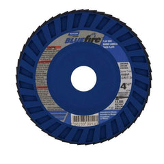 Norton - 36 Grit, 4-1/2" Disc Diam, 7/8" Center Hole, Type 27 Zirconia Alumina Flap Disc - 13,300 Max RPM, Cloth Backing, Arbor Attaching System, Coated - Americas Industrial Supply