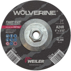 6″ × 3/32″ Type 27 Cutting Wheel, A24R, 5/8″-11 UNC Nut - Americas Industrial Supply