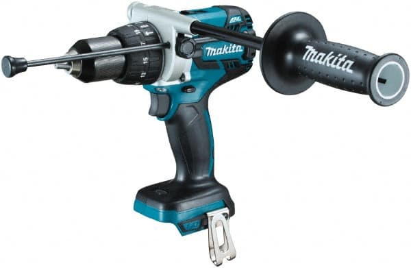 Makita - 18 Volt 1/2" Keyless Chuck Cordless Hammer Drill - 0 to 34,000 BPM, 0 to 400 & 0 to 1,500 RPM, Reversible, Ergonomic Handle - Americas Industrial Supply