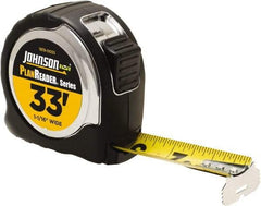 Johnson Level & Tool - 33' x 1-1/16" Tape Measure - 1/16" Graduation, Inch Graduation Style - Americas Industrial Supply