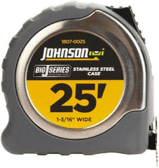Johnson Level & Tool - 25' x 1-3/16" Tape Measure - 1/16" Graduation, Inch Graduation Style - Americas Industrial Supply