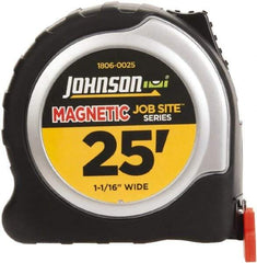 Johnson Level & Tool - 25' x 1-1/16" Tape Measure - 1/16" Graduation, Inch Graduation Style - Americas Industrial Supply
