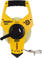 Johnson Level & Tool - 100' x 1/2" Tape Measure - 1/8" (Face) & 1/10" (Back) Graduation, Inch Graduation Style - Americas Industrial Supply