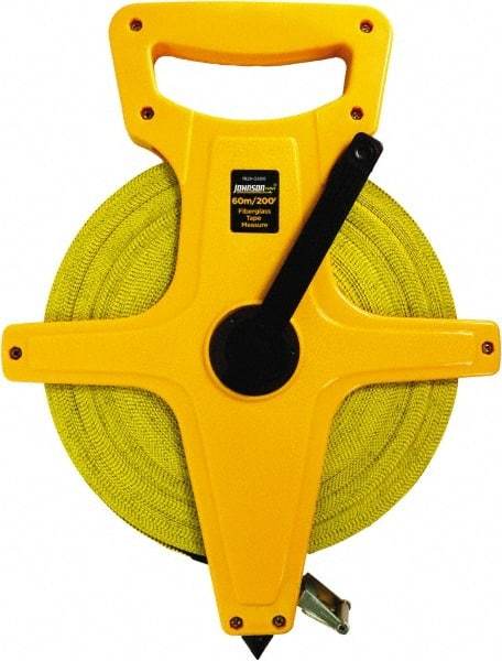 Johnson Level & Tool - 200' x 1/2" Tape Measure - 1/8" & 1mm Graduation, Inch/Metric Graduation Style - Americas Industrial Supply