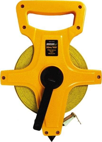 Johnson Level & Tool - 100' x 1/2" Tape Measure - 1/8" & 1mm Graduation, Inch/Metric Graduation Style - Americas Industrial Supply