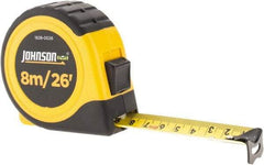Johnson Level & Tool - 26' x 1" Tape Measure - 1/16" & 1mm Graduation, Inch/Metric Graduation Style - Americas Industrial Supply