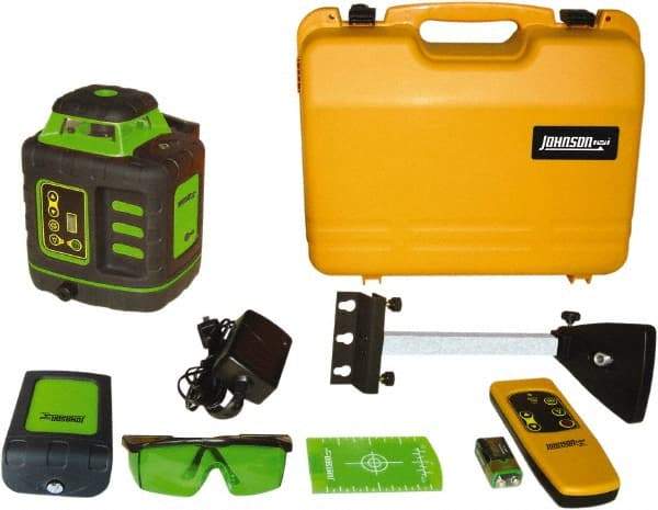 Johnson Level & Tool - 1,200' (Exterior) Measuring Range, 1/8" at 100' Accuracy, Self-Leveling Rotary Laser - ±3° Self Leveling Range, 150, 200, 250 & 300 RPM, 2 Beams, NiMH Battery Included - Americas Industrial Supply