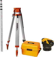 Johnson Level & Tool - 32x Magnification, 2.62 to 450 Ft. Measuring Range, Automatic Optical Level Kit - Accuracy 1/16 Inch at 200 Ft., Kit Includes Tripod, 13 Grade Rod, Hard Shell Carrying Case - Americas Industrial Supply