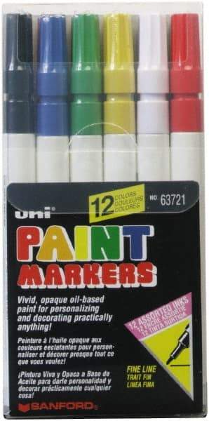 Sharpie - Black, Dark Blue, Gold, Green, Light Blue, Orange, Pink, Red, Silver, Violet, White, Yellow Paint Marker - Fine Tip - Americas Industrial Supply