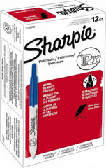 Sharpie - Blue Permanent Marker - Retractable Ultra Fine Tip, Alcohol Based Ink - Americas Industrial Supply