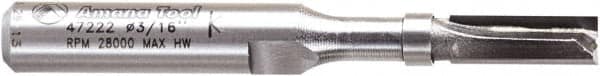 Amana Tool - 3/16" Cut Diam, 1/2" Length of Cut, 2 Flute Pattern-Cutting Edge Profile Router Bit - Carbide-Tipped, 1/4" Shank Diam, 2" OAL, Uncoated - Americas Industrial Supply