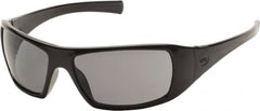 PYRAMEX - Polarized Gray Lenses, Framed Polarized Glasses - Scratch Resistant, Black Polycarbonate/Thermoplastic Rubber Frame, Size Universal, Wrap Around - Americas Industrial Supply