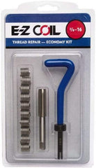 E-Z LOK - 5 Inserts, 9/16-12 UNC, Stainless Steel, Thread Repair Kit - 0.844" Insert Length - Exact Industrial Supply