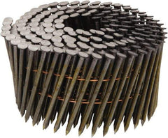 Stanley Bostitch - 11 Gauge 0.131" Shank Diam 2-1/2" Long Framing Nails for Power Nailers - Steel, Yellow Zinc Finish, Smooth Shank, Coil Wire Collation, Round Head, Diamond Point - Americas Industrial Supply
