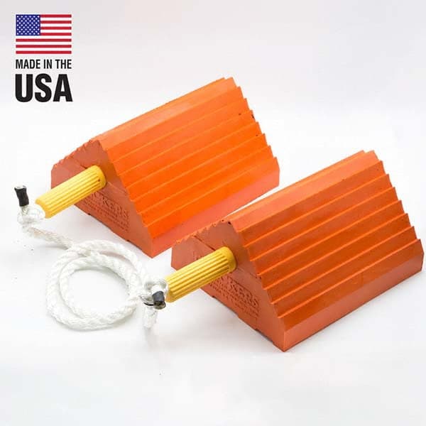 Checkers - 1 2-Piece 8-1/2" Wide x 5" High x 10" Deep Polyurethane Wheel Chock - Americas Industrial Supply