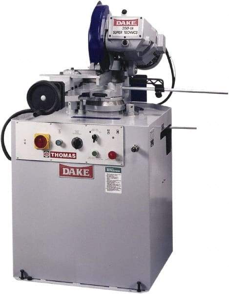 Dake - Variable Cutting Speed, 350mm Blade Diam, Cold Saw - 20 to 105 RPM Blade Speed, Floor Machine, 3 Phase, Compatible with Ferrous/Non-Ferrous Material - Americas Industrial Supply