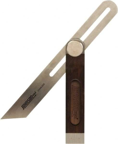 Johnson Level & Tool - 10" Blade Length x 1-1/8" Blade Width, 6-1/2" Base Length x 1-1/8" Base Width Stainless Steel Square - 0.008" Accuracy, Beveled Edge - Americas Industrial Supply
