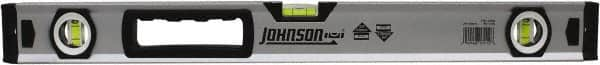 Johnson Level & Tool - 24" Long 3 Vial Box Beam Level - Aluminum, Yellow, 2 Plumb & 1 Level Vials - Americas Industrial Supply