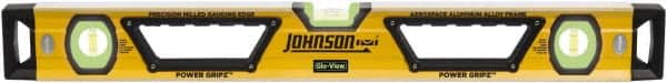 Johnson Level & Tool - Magnetic 78" Long 3 Vial Box Beam Level - Aluminum, Yellow, 2 Plumb & 1 Level Vials - Americas Industrial Supply